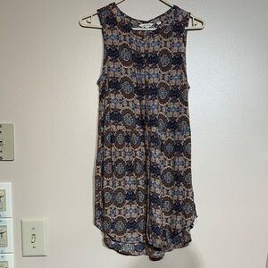 Fat Face Blue and Brown Patterned Tank Top